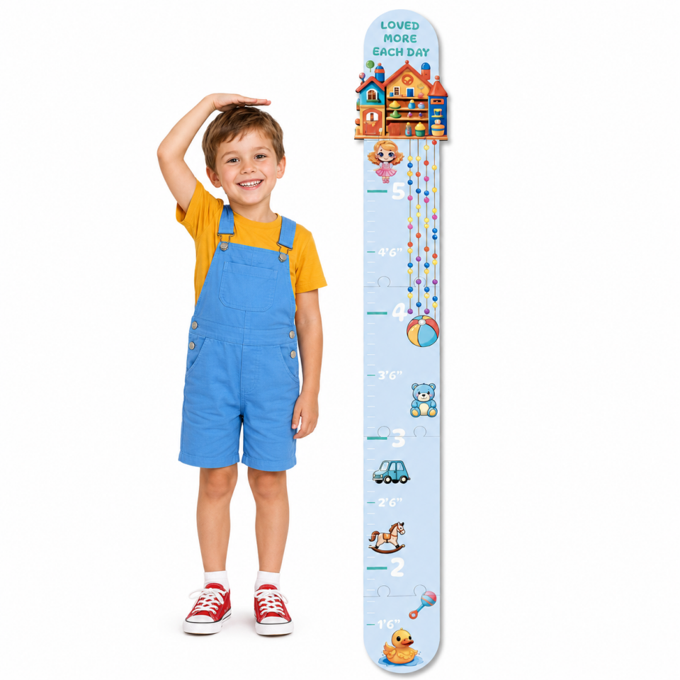 Toy House Wooden Growth Chart for Kids – 5-Piece Height Measuring Ruler